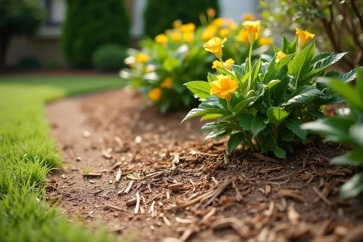Cleanly raked and weeded ornamental bed in Salem, Oregon