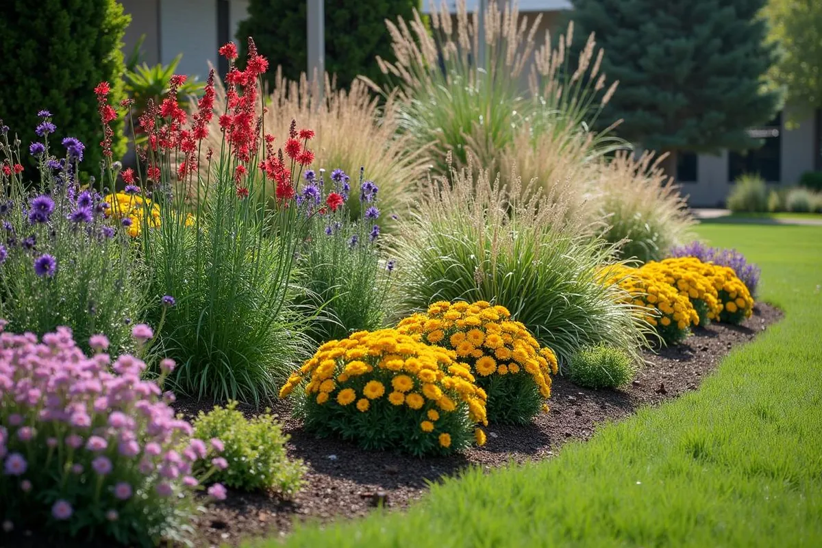 Perennial bed cut back for winter dormancy in Salem, Oregon