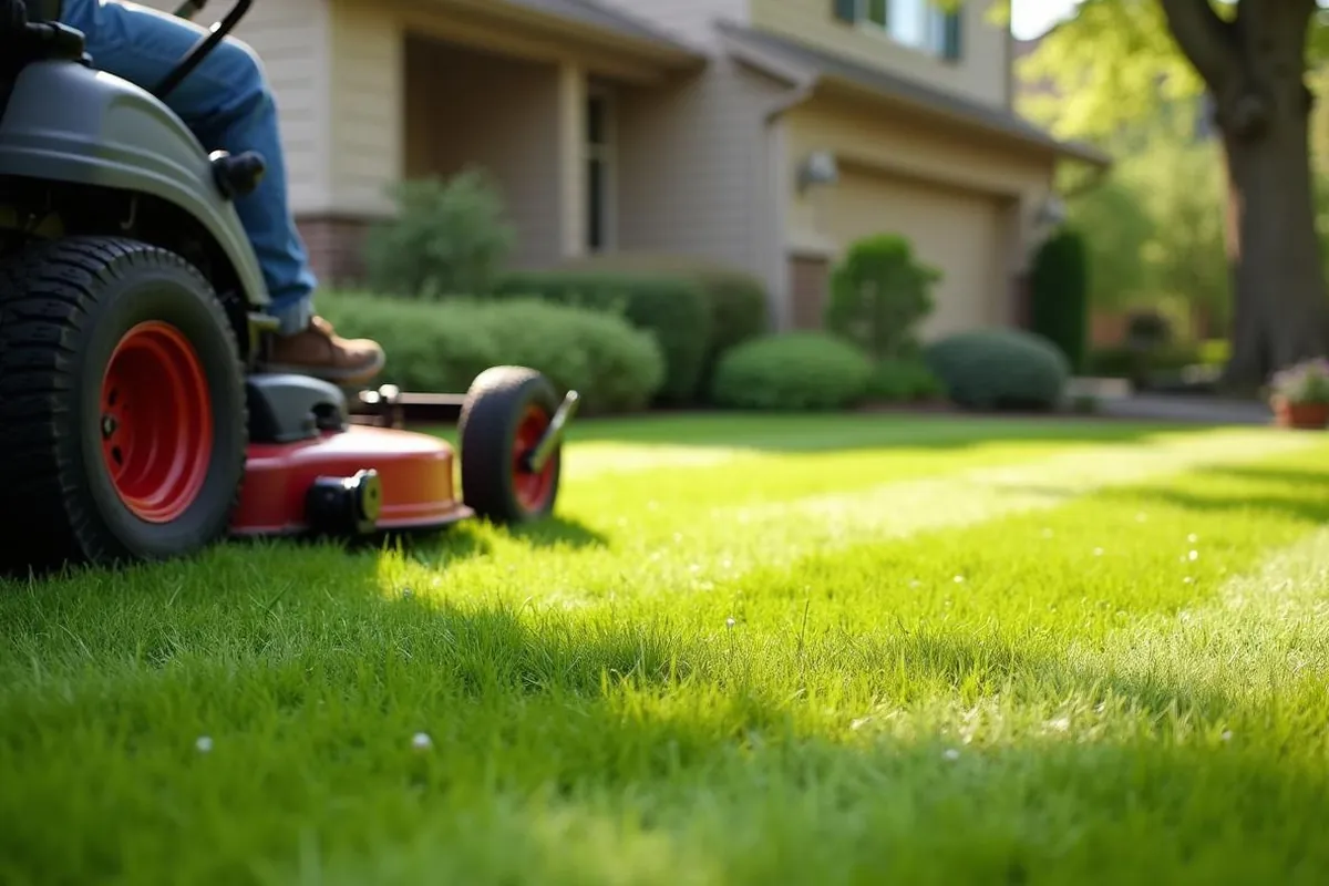 Freshly mowed residential lawn in Salem, Oregon
