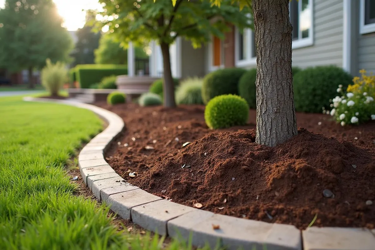 Fresh bark dust installation in Keizer, Oregon