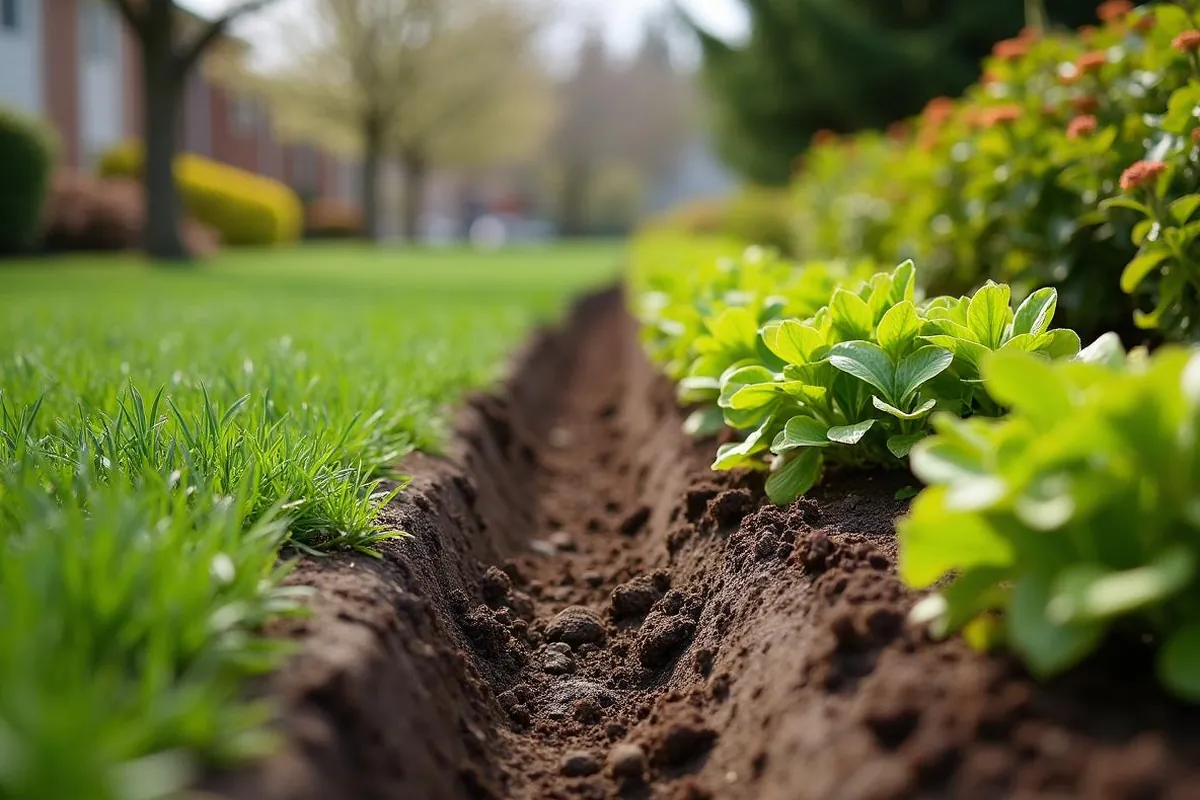 Landscape bed prepped and edged during a Salem, OR spring cleanup